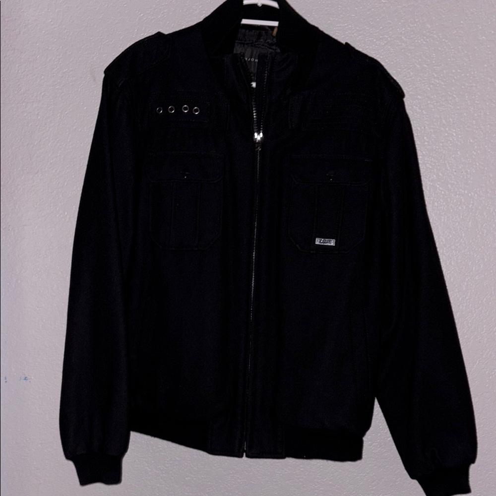 Sean John Black Bomber Jacket Varsity Style